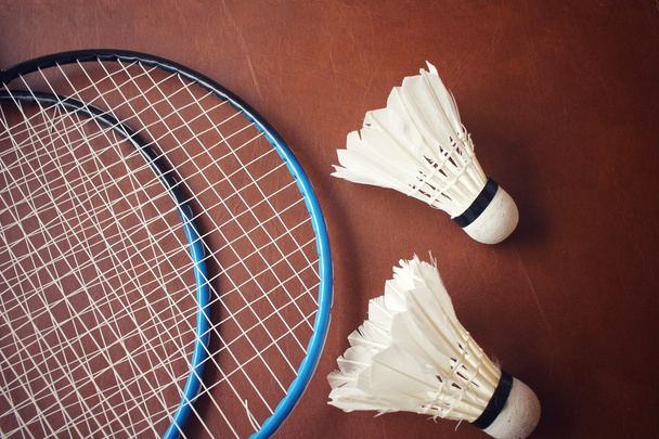 Shuttlecocks with badminton racket. - Photo, Image