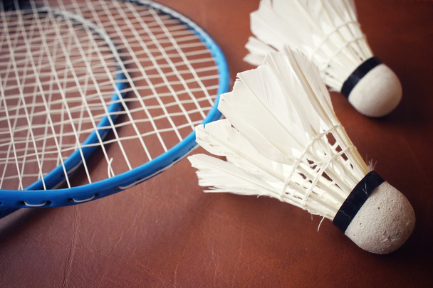 Shuttlecocks with badminton racket. - Photo, Image