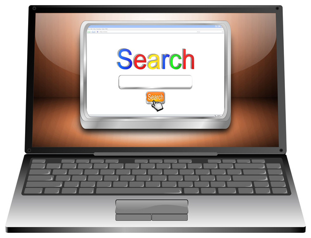 Laptop with Internet Search engine browser window - Fotoğraf, Görsel