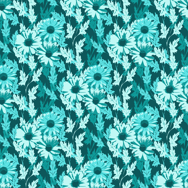 Seamless floral background in turquoise colors. Vector illustration. - Vektor, obrázek