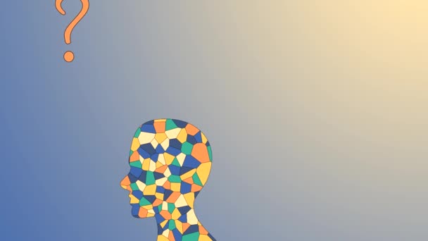 Mozaika lidský mozek a barevné otazníky, výzvy - Záběry, video