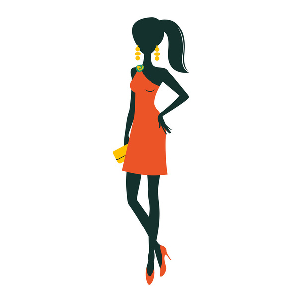 Chic party girl posing - Vector, Image