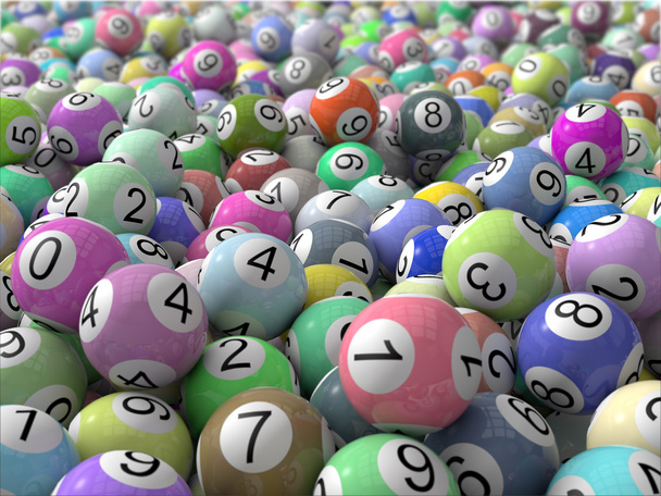 lottery balls stack with depth of field. (soft colored balls ver - Foto, Imagen