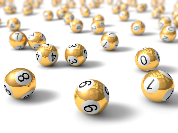 bolas de lotería dorada con profundidad de campo
 - Foto, imagen