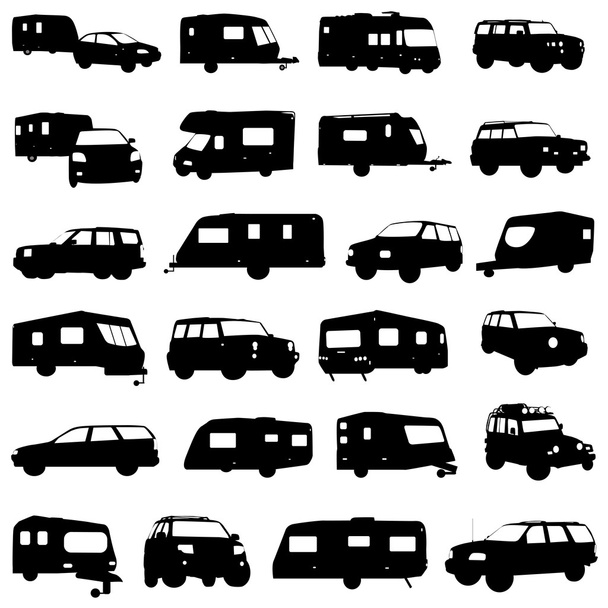 caravan en jeep vector - Vector, afbeelding