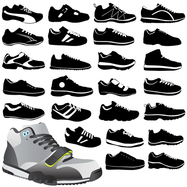Fashion sport shoes set - Vector, Image