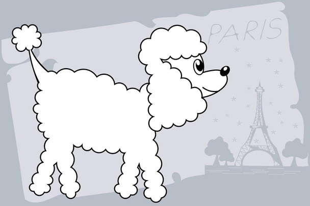 Cartoon poedel hond wandelen - Vector, afbeelding
