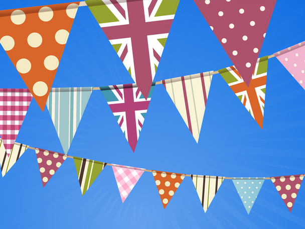Bunting on blue sky - Vector, Image