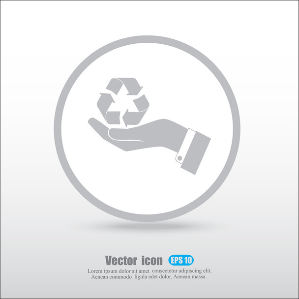 mão segurando sinal de reciclagem
 - Vetor, Imagem