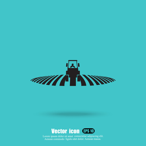 tractor en icono de campo
 - Vector, imagen