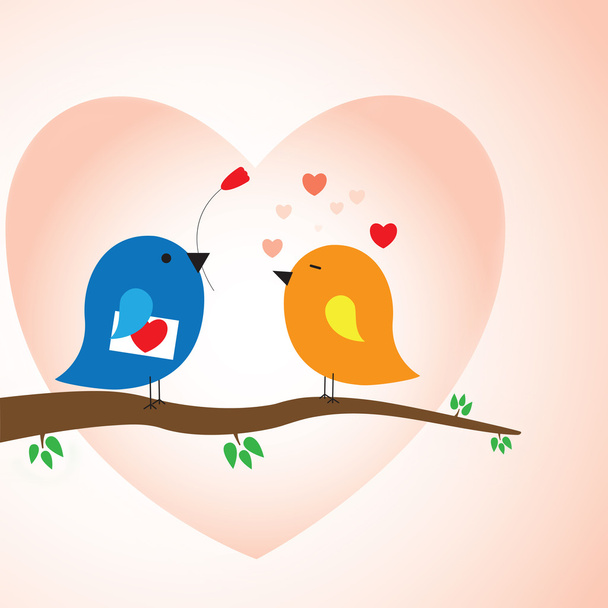 twee liefde vogels in liefde - dag van de Valentijnskaart - Vector, afbeelding