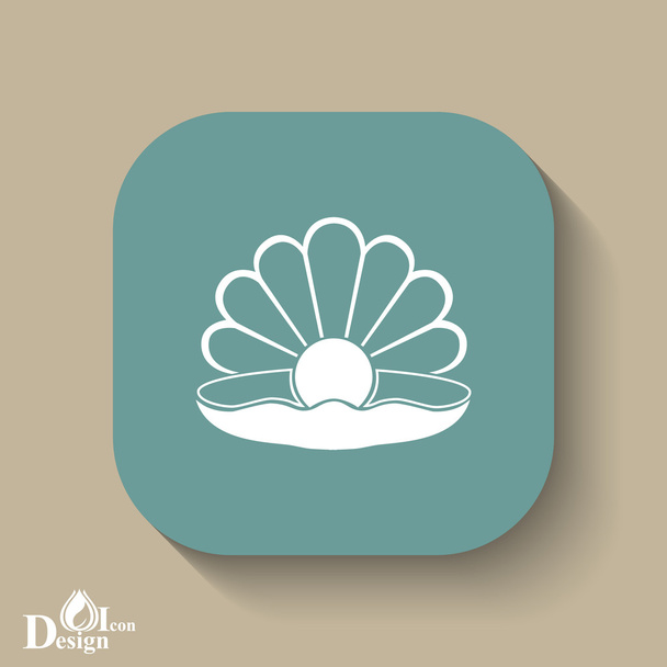 pearl in shell icon - Vector, Image