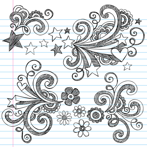 πίσω στο σχολείο σχηματικό doodle διανυσματικά στοιχεία σχεδίασης - Διάνυσμα, εικόνα