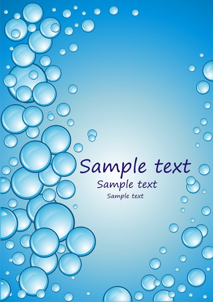 Transparent Water Drops on Blue Background - Vector, Image
