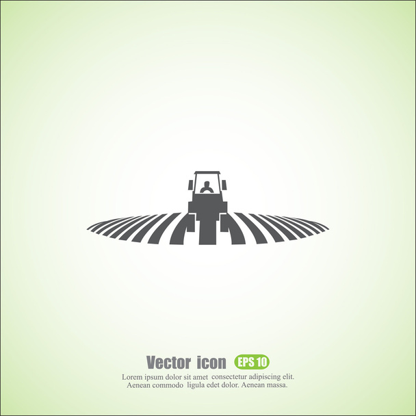 tractor in field icon - Vector, Image