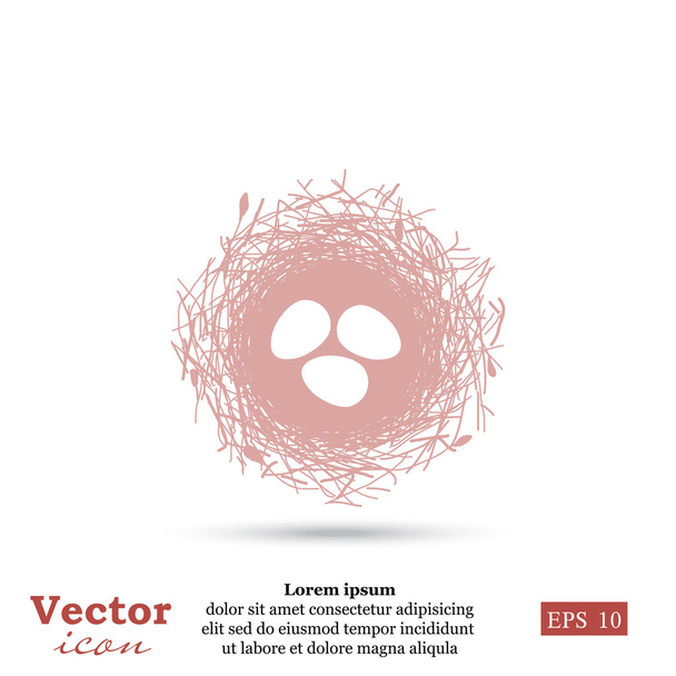 nest met eieren pictogram - Vector, afbeelding
