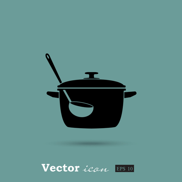 鍋とお玉アイコン - ベクター画像