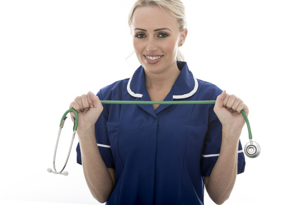 Attractive Young Woman Posing As A Doctor or Nurse In Theatre Sc - Photo, Image