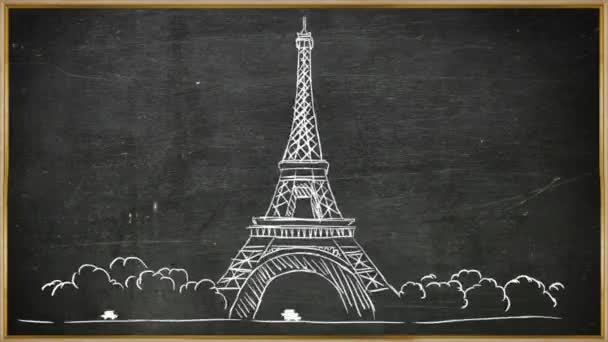 Eiffel Tower - Chalkboard 02 - Footage, Video