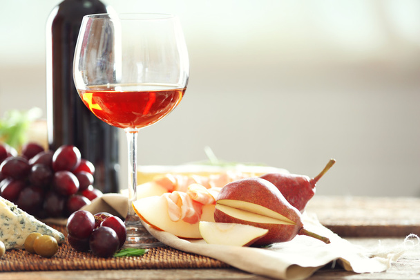 Still life with various types of Italian food and wine - Photo, image