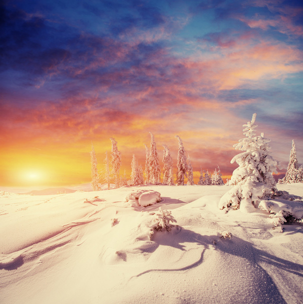 märchenhafte Winterlandschaft in den Bergen - Foto, Bild
