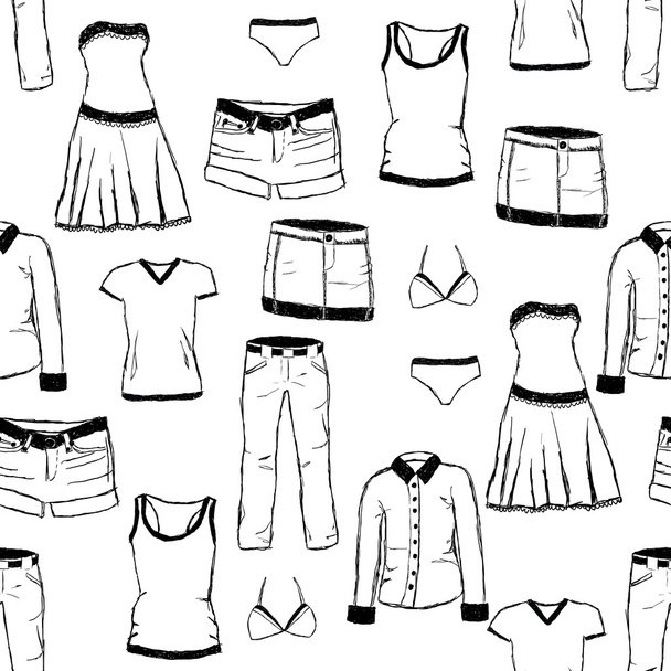 Doodle clothes pattern - ベクター画像
