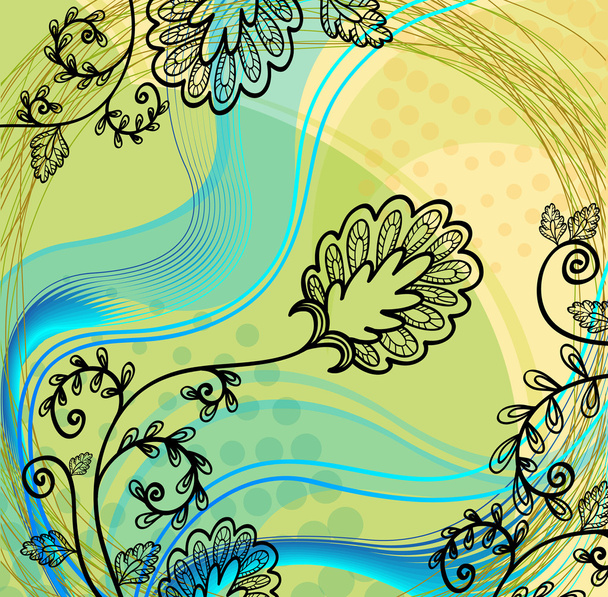 Vector hand drawn flower on a abstract background - Vektor, kép