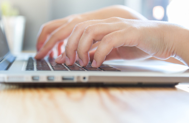 businesswoman hands typing on laptop - Photo, Image