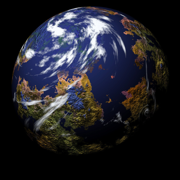 Simulated planet on black - 写真・画像