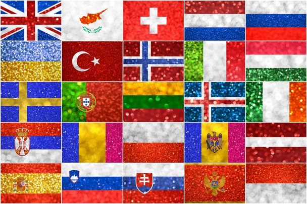 Collage verschiedener europäischer Länder aus schimmerndem Glanz - Foto, Bild