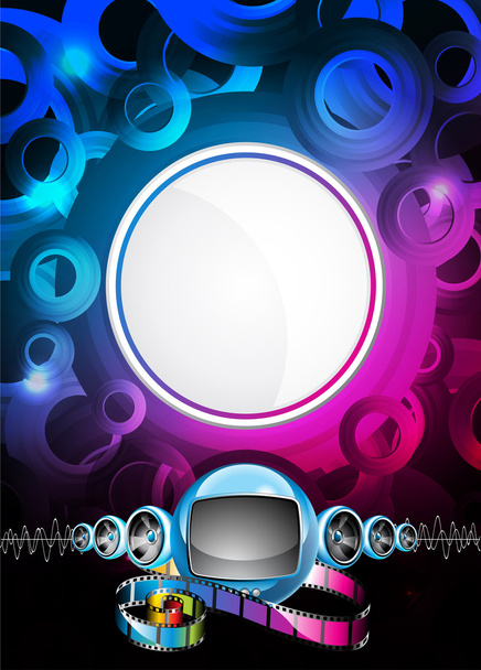 Abstract vector shiny background with speakers and futuristic television. - Vektori, kuva