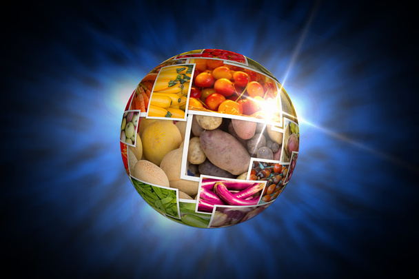 果物や野菜のコラージュの世界 - 写真・画像
