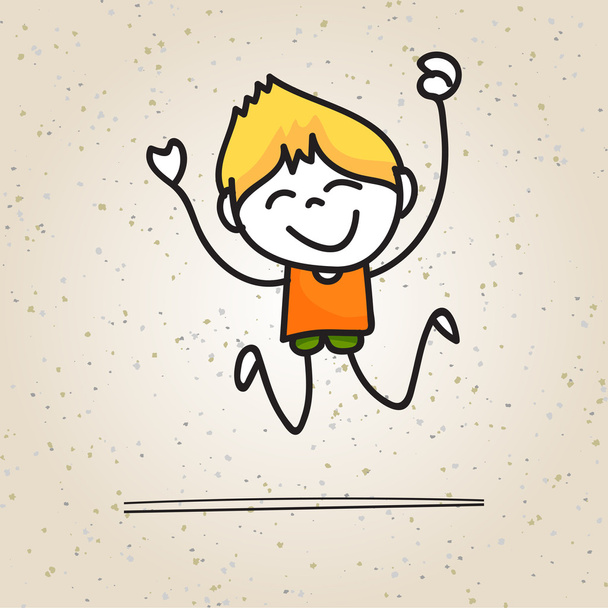 幸せな少年図面の漫画のキャラクター - ベクター画像