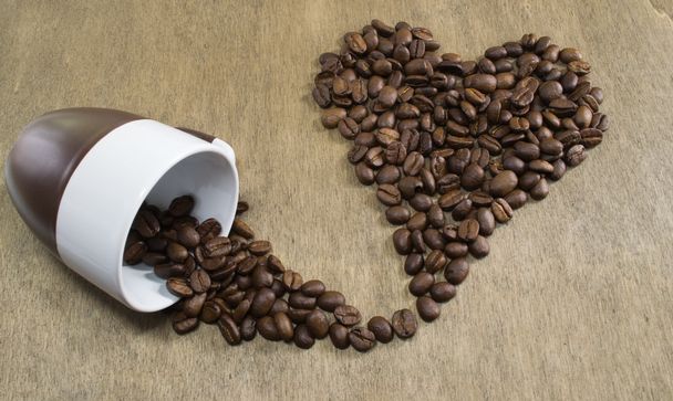 Grãos de café forma de coração
 - Foto, Imagem