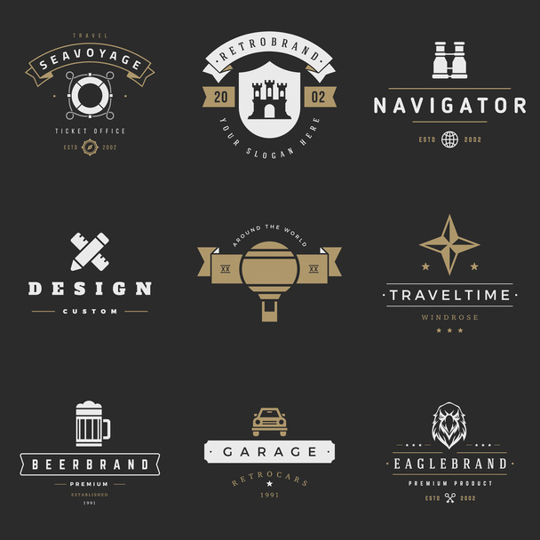Retro Logotypes vector set. Vintage graphics design elements - Vector, afbeelding