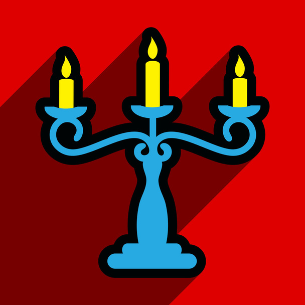 flach mit Schatten-Symbol Kerzenständer heller Hintergrund - Vektor, Bild