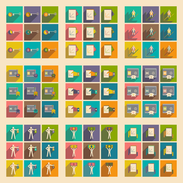 Modern collection flat icons with shadow economy - Vector, Image