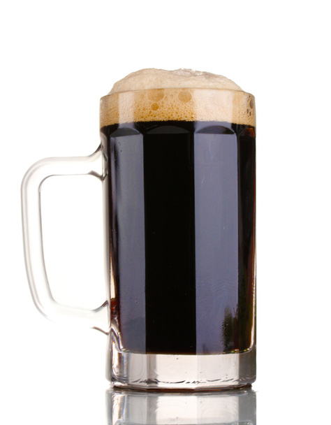 Dark beer in a mug isolated on white - Foto, imagen
