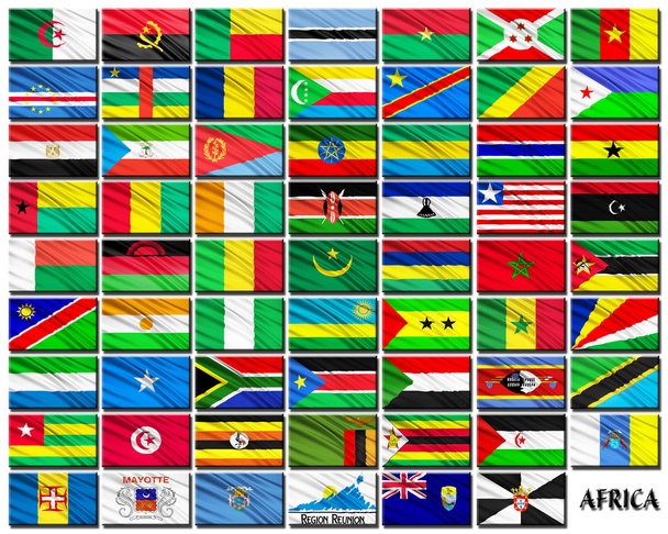 Flagi państw afrykańskich w kolejności alfabetycznej - Zdjęcie, obraz