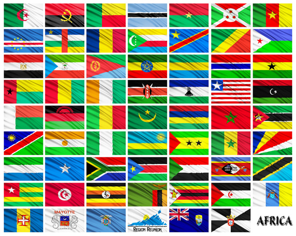 アルファベット順でアフリカ諸国の国旗 - 写真・画像