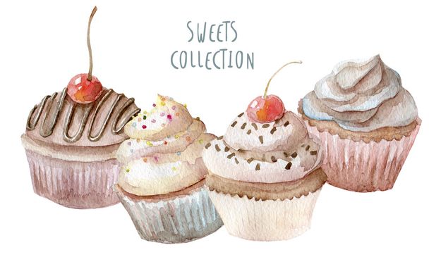 Acquerello deliziosi cupcake
 - Foto, immagini