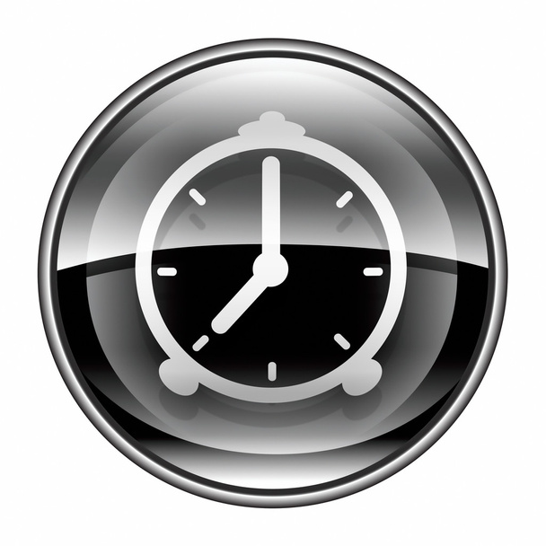 Alarm clock icon black, isolated on white background - Foto, imagen