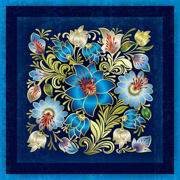 abstracte grunge achtergrond met lente bloemen ornament - Vector, afbeelding