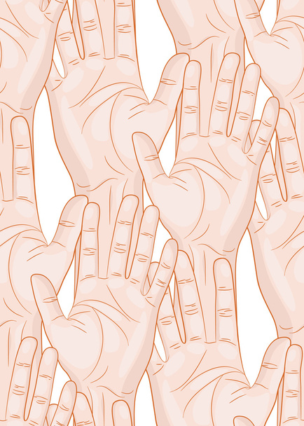 raised hands seamless pattern - Vector, Image
