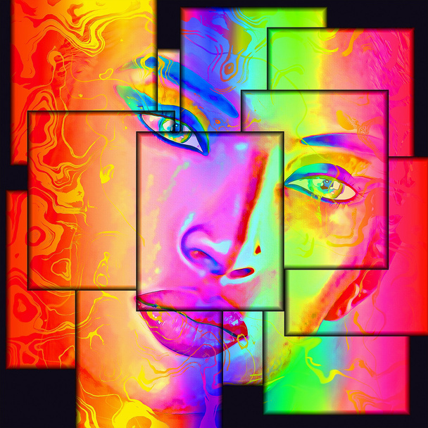 Kleurrijke abstracte vrouw gezicht - Foto, afbeelding
