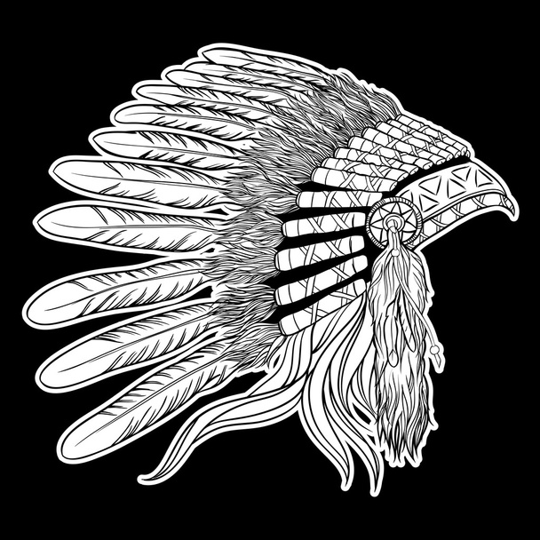 Native american indian chief headdress. Vector illustration - Вектор,изображение