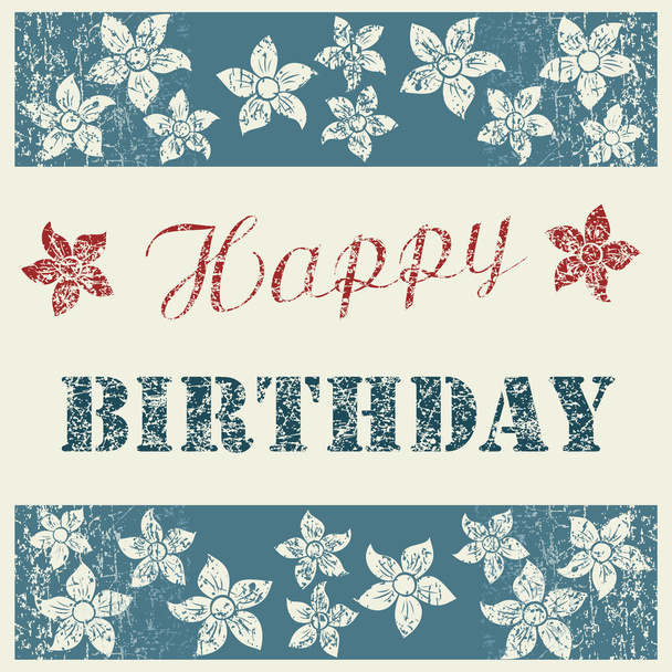 Happy Birthday Card with floral composition on natural clean den - ベクター画像
