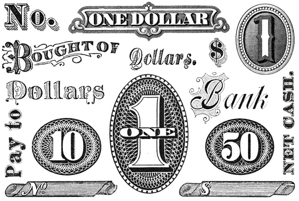 Set of Vintage Financial Grpahic Elements - Photo, Image