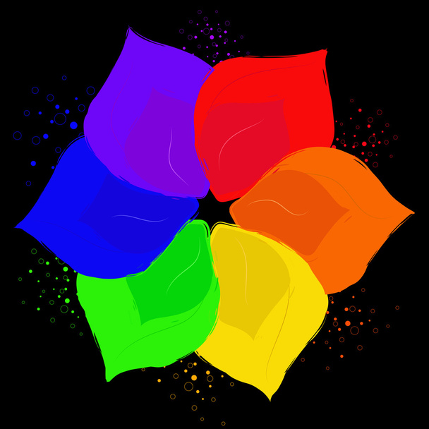 Flor abstracta en seis colores
 - Vector, imagen