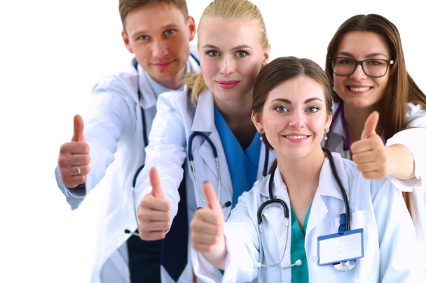 Portrait of doctors team showing thumbs up - 写真・画像